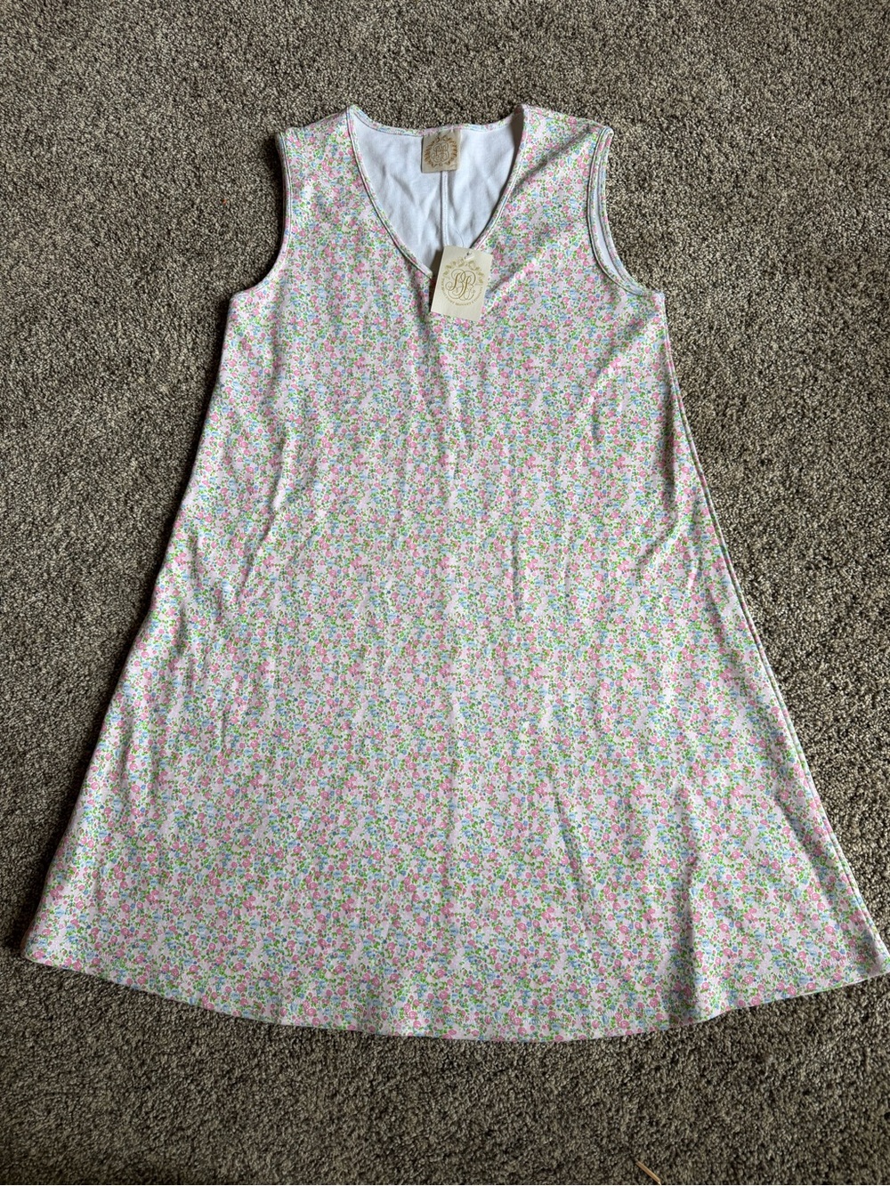 NWT TBBC Sleeveless Floral ALine Knee Length Dress 100% Pima Cotton Sz M Preppy
